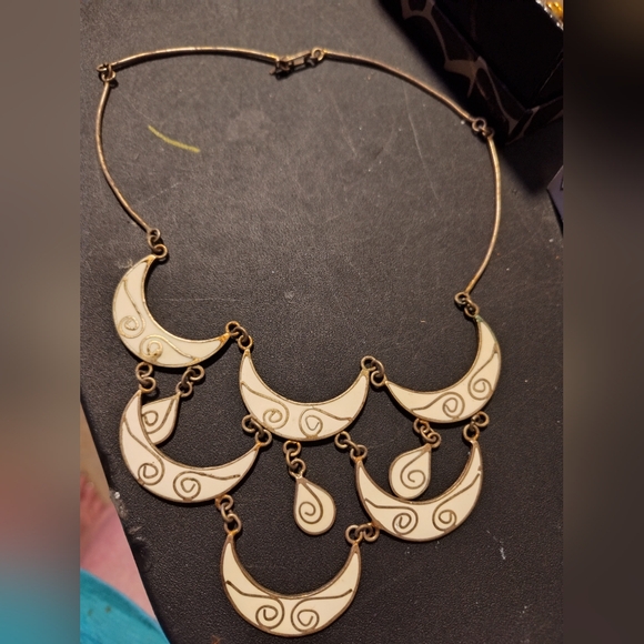 Vintage alpaca Mexico crescent link necklace - Picture 1 of 5